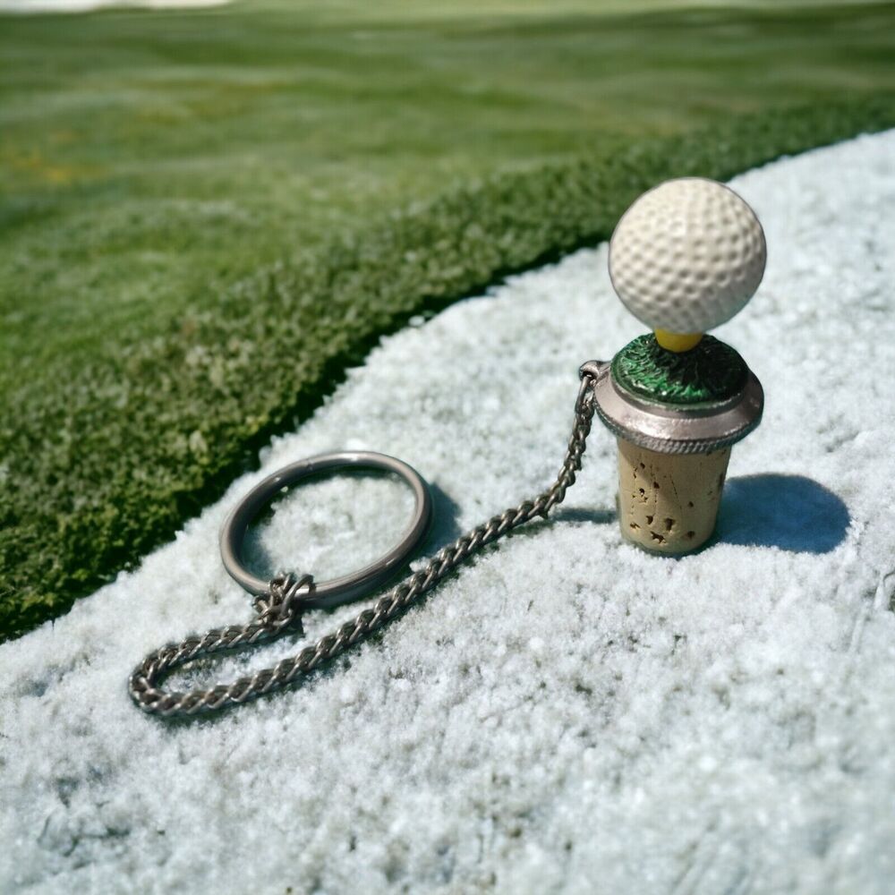 Hand-Painted Pewter Golf Ball Wine Bottle Cork Stopper Wine Things Unlimited